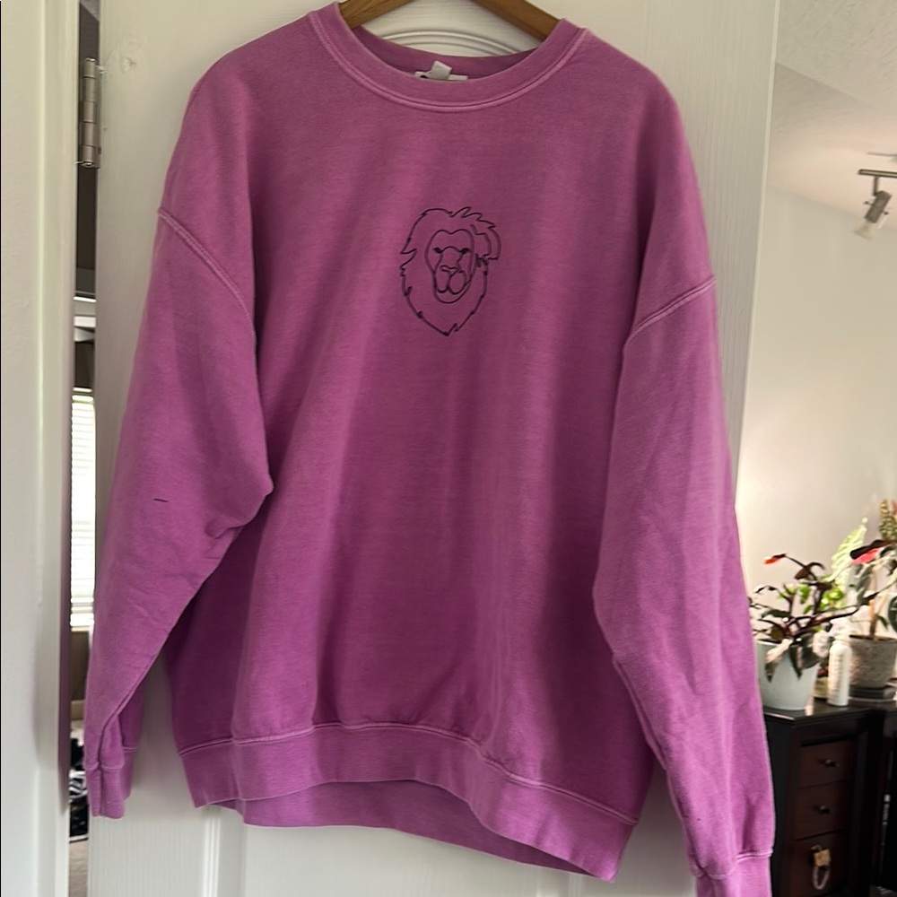 Purple Lion Embroidered Men's Sweater